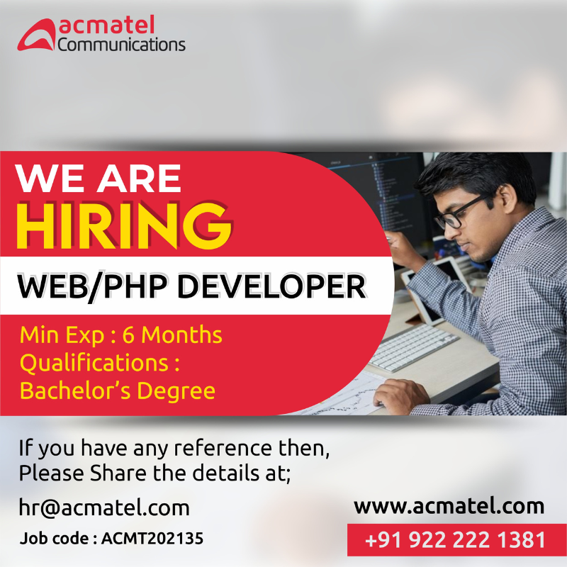 HTML Web Developer Jobs - Join Our Team | AcmaTel Communications